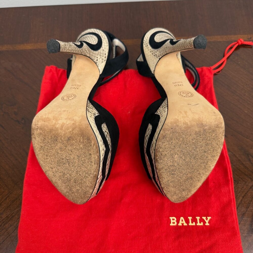 Bally Black with Python Leather Trim Heels - image 5